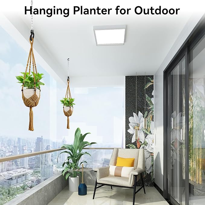 USLAI Macrame Plant Hanger for Indoor Outdoor, Up to 3-6.5 inch Pot, Hanging Planter Flower Pot Holder with Beads and Tassels, Boho Home Decor, 2-Pack, Brown