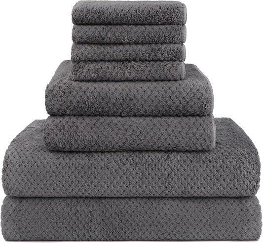 HOMEXCEL 8 Piece Bath Towel Set, Microfiber Bathroom Towel - 2 Bath Towels, 2 Hand Towels, and 4 Wash Cloths, Super Soft, Highly Absorbent Towels for Bathroom, Gym, Hotel, and Spa (Grey)