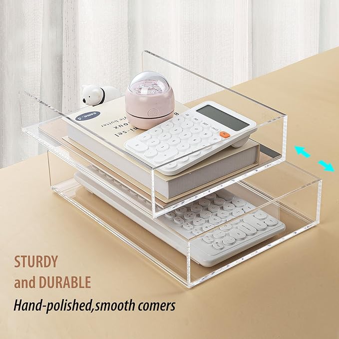 2 Pack Acrylic Paper Tray Organizer for Desk Clear File Organizer,Acrylic Desk Organizers and Accessories Sorter,Perfect for File Paper, Ipad, Letter, A4 Office File, Books, Notes.(Vertical)