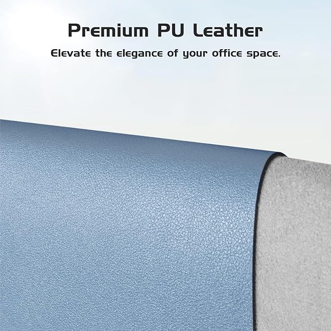 Aothia Leather Desk Pad Protector, Office Desk Mat, Large Mouse Pad, Laptop Desk Pad, Non-Slip PU Leather Desk Blotter, Waterproof Desk Writing Pad for Office and Home (Denim Blue, 47" x 17")