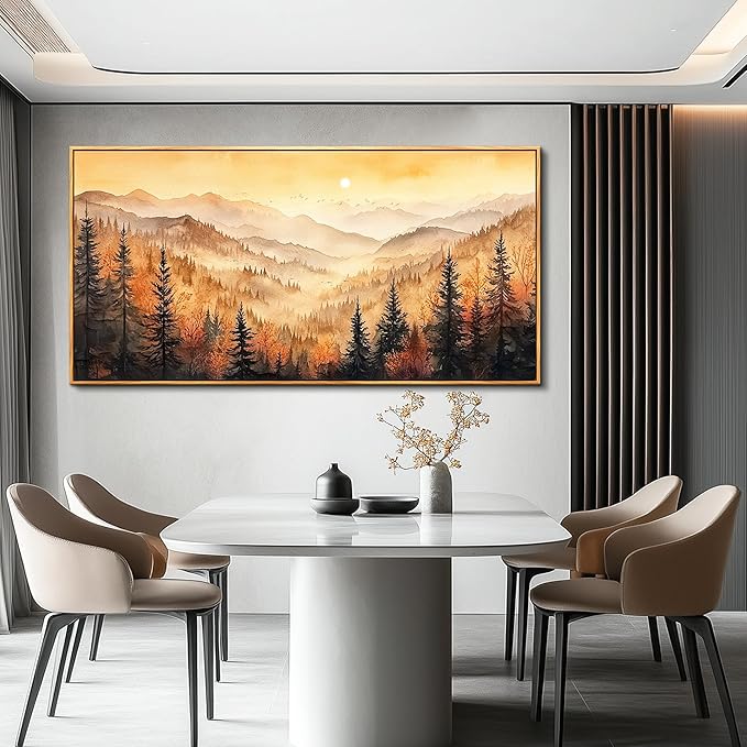 FUHAIHUA Wood Framed Canvas Wall Art For Living Room Large Wall Decor For Office Bedroom Decorations Forest Landscape Pictures Farmhouse Painting Artwork Room Wall Mural Aesthetic Home Decor 30x60 In