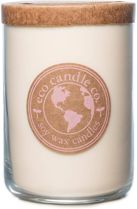 Eco Candle 26 oz. Recycled Glass Tumbler - Scents of Yellow Cake & Icing - Cupcake; 100% USA Made Scented Soy Candle, White