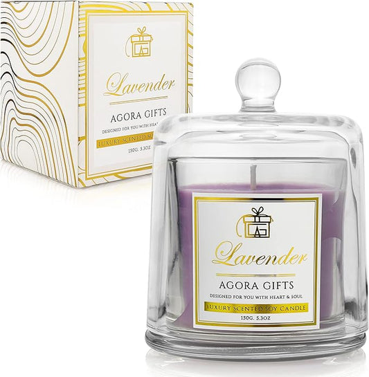 Lavender Scented Soy Candle, Aromatherapy Gift for Women, 5.3 Oz. Dome Candle