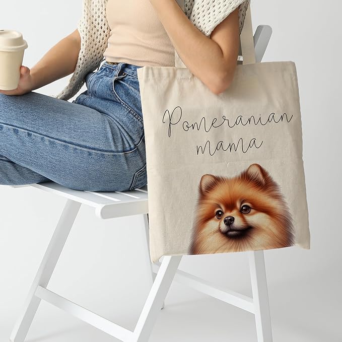 Dog Mama Tote Bag – Cute Dog Lover Canvas Bag, Reusable Shopping Shoulder Bag for Women, Pet Mom Gift,