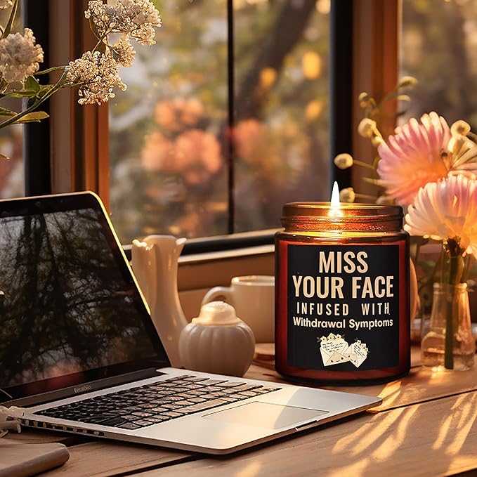 Funny Friend Gifts for Women Men - Miss Your Face Candle for Her Him - Fun Birthday, Friendship, Relaxing Gift - Tropical Coconut Soy Candle for Home - Gift for Sister Bestie BFF Girlfriend