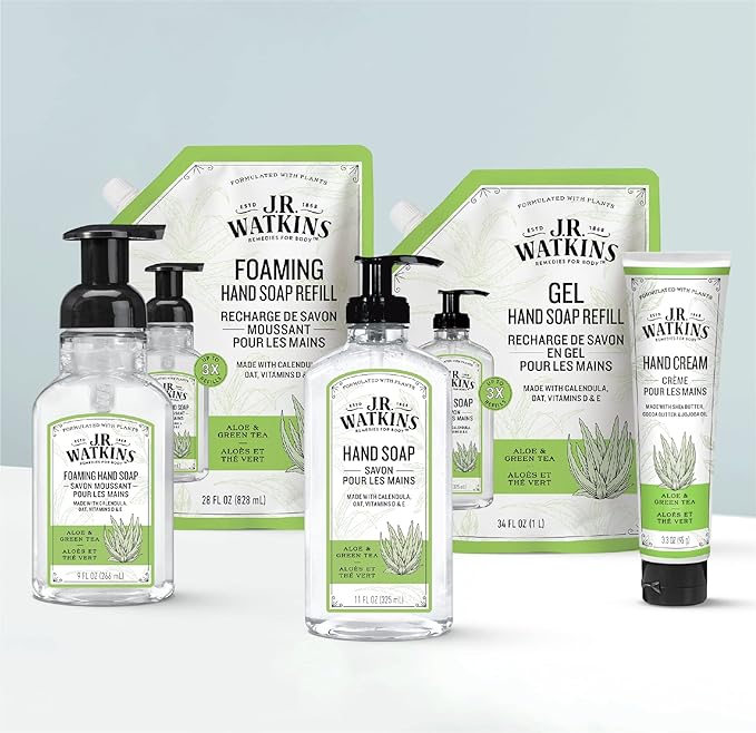 J.R. Watkins Gel Hand Soap, 3 Pack of 11 Fl Oz, Aloe & Green Tea