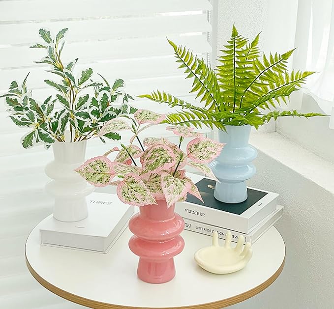 JSPYFITS Modern Glass Vases, 7.87" Tall Four-Layer Glass Vase Bubble Flower Vases Decorative for Home Décor, Decorative White Glasses Table Vase for Wedding Housewarming Gift