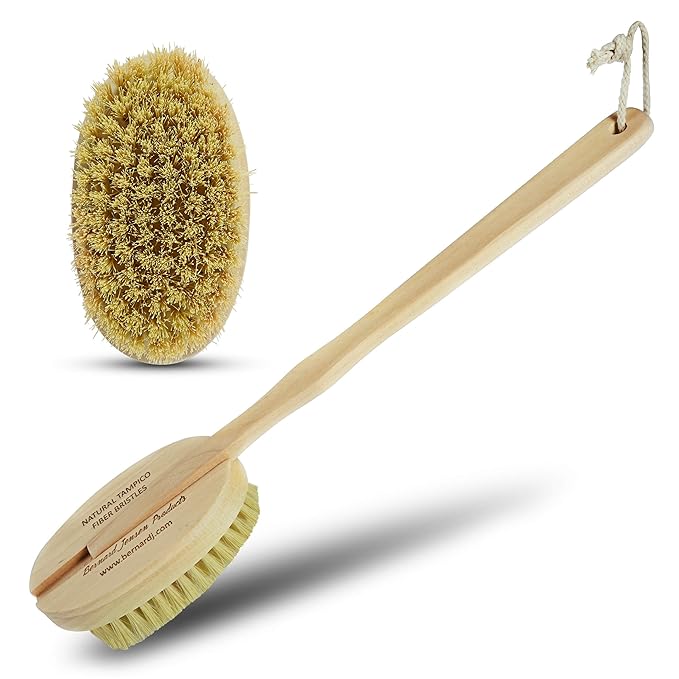 Bernard Jensen Natural Bristle Body Brush - 1 Brush for Dry Brushing, Exfoliation & Skin Care