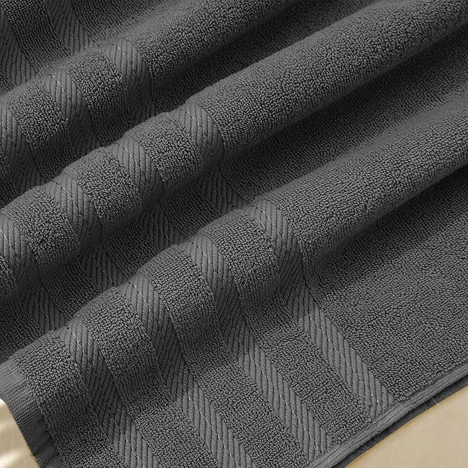 Hearth & Harbor Bath Towels for Bathroom - 100% Ring Spun Cotton Luxury Bathroom Towels - Soft & Highly Absorbent 4 Bath Towels, Gray
