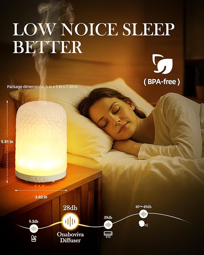Essential Oil Diffuser – 2.4MHz Ultrasonic Aromatherapy Diffuser, Health Night Light, Timer & Auto Shut-Off, BPA-Free, 120ml Glass Oil Diffuser for Home, Office, Spa, Yoga