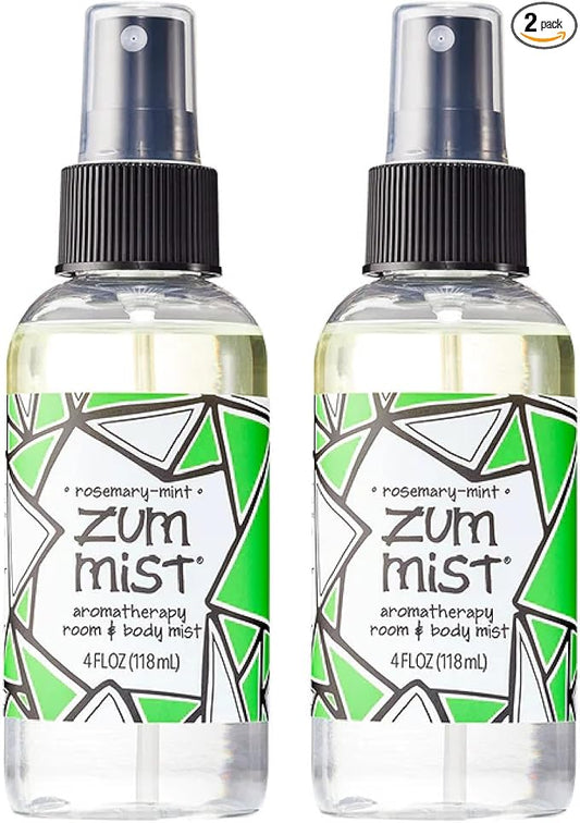 Indigo Wild Zum Mist Room & Body Spray - Aromatherapy Essential Oil Spray - Natural Body Mist & Room Spray - Rosemary-Mint Scent - 4 fl oz (2 Pack)
