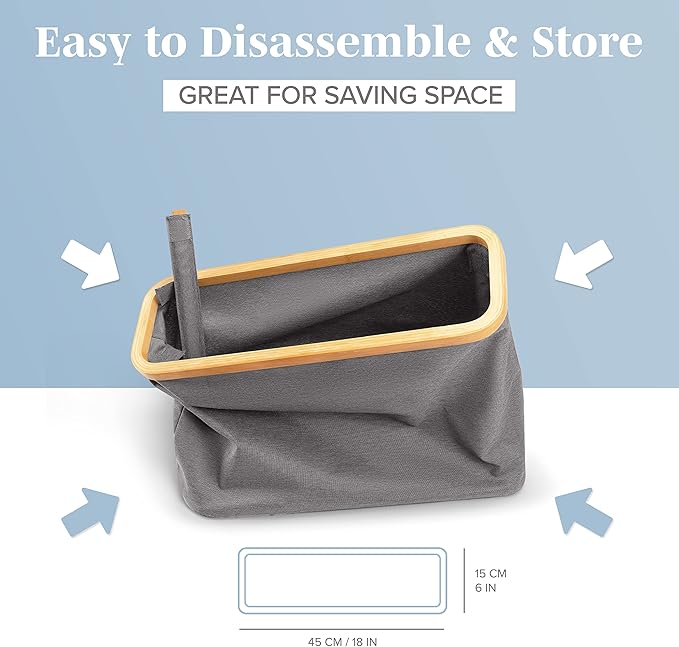 LONBET Toilet Paper Storage for 12 Rolls, Stackable & Foldable - The Ultimate Bathroom Organizer - Waterproof Basket with Bamboo Lid - Elegant Toilet Paper Storage Holder, Gray