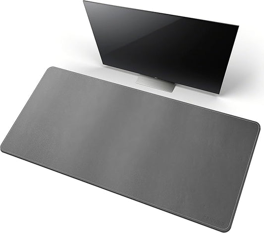 CENNBIE Leather Desk Mat,39.3x19.6 Extra Large Desk Pad Blotter Protector, Extended Non-Slip Mouse Pad, Waterproof PU Leather Desk Mat on top of desks Large for Office and Home (Grey)