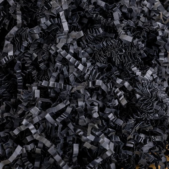 mxxkms 2.2LB Bulk Black Crinkle Paper Filler - Jumbo Shredded Paper for Gift Baskets, Gift Box Stuffing, Wedding, Birthday Party Decorations Packing