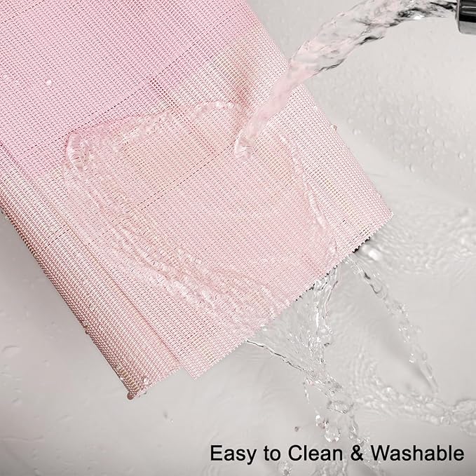 Placemats Set of 8, Vinyl Woven Place Mats Indoor Set of 8 Washable Wipeable PVC Table Mats Heat-Resistant Non Slip Plastic Placemat for Kitchen Dining Outdoor Table (Beige Pink, Set of 8)