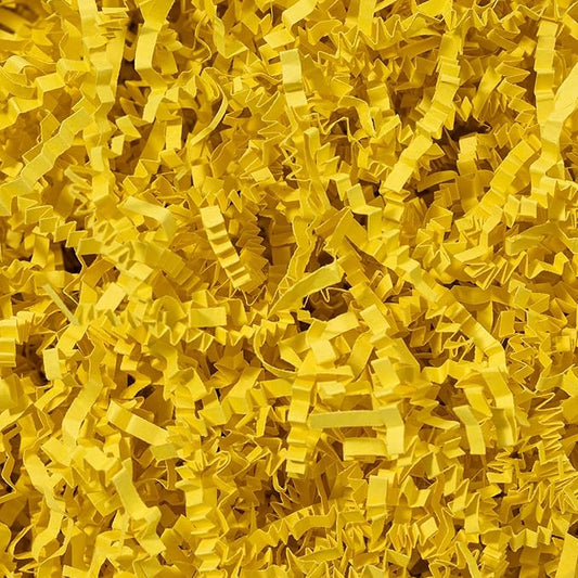 Mefleet 2 LB Crinkle Cut Paper Shred Filler Yellow Crinkle Shredded Paper for Gift Box - Gift Basket Bag Filler - Grass Cushion Stuffing for Christmas Holiday Packaging Wrapping