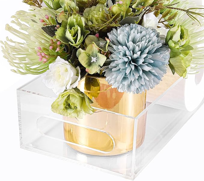 IEEK Toilet Paper Basket,Acrylic Toilet Paper Holder with Storage Modern Bathroom Tray with Handle and Non-Slip Mats for Toilet Tank Top Decorative,Clear Vanity Tray for Home Decor…