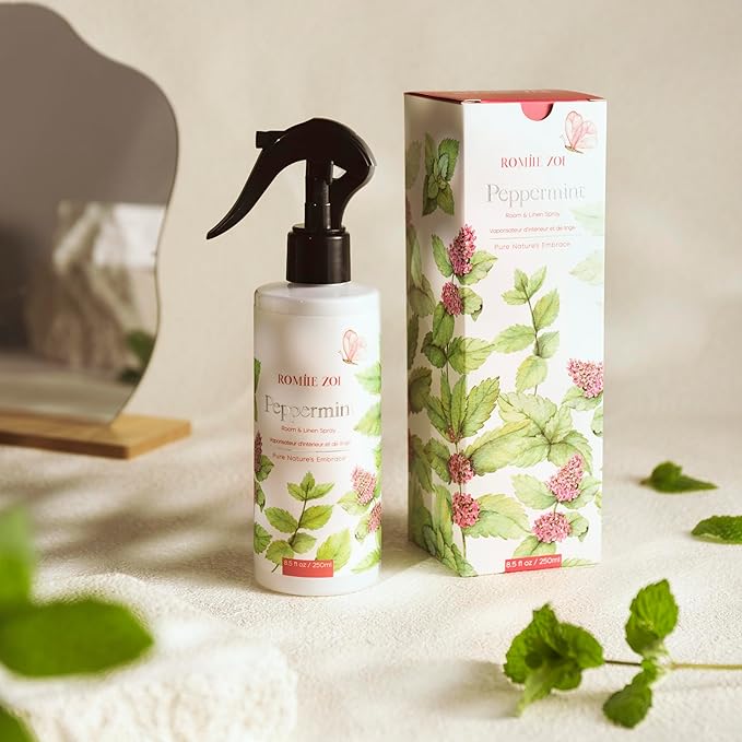 ROMIIE ZOI Room and Linen Spray Air Freshener Room Mist, with Natural Plant Extract - Peppermint Room Spray- 8.5 FL OZ.