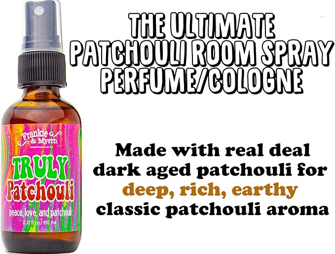 Frankie & Myrrh 2-Pack Room Spray: Truly Patchouli & Hippie Go Lucky. Natural Light Perfume/Cologne for Relaxation and Energy Aromatherapy
