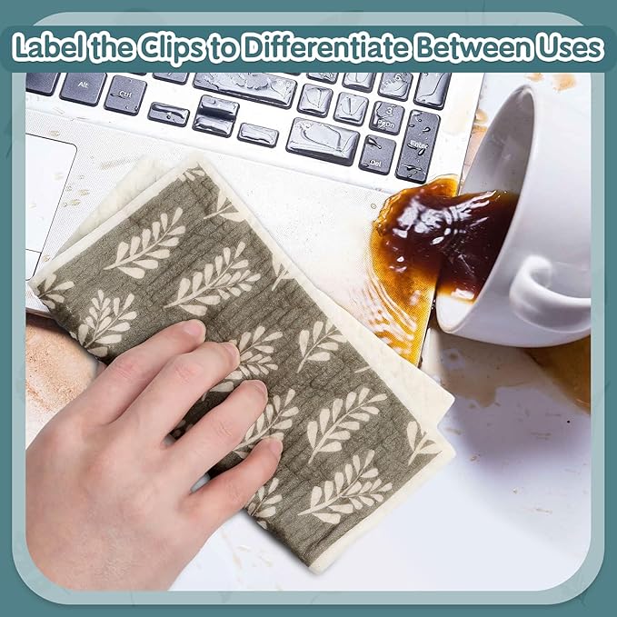 Lucomb 10 Pack Swedish Dishcloths Reusable- Cellulose Cotton Swedish Dish Towels Washable Kitchen Cloths with Hanging Clips, Reusable Paper Towels No Odor for Cleaning Dishes Home Decorative