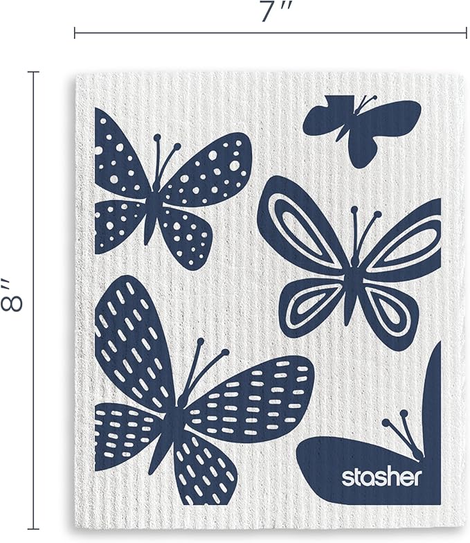 Stasher Reusable Swedish Dishcloths 3-Pack, Animal Print, 7” W x 8” L, Washable, Absorbent, 100% Biodegradable, Odor & Stain Resistant, Eco-Friendly Paper Towel Alternative for Kitchen