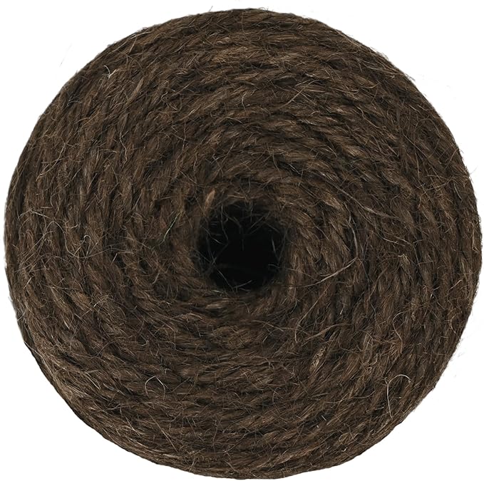 Natural Jute Twine, 2.5mm Thick, 328 Feet, Dark Brown, Heavy Duty Twine for Gardening and Crafts