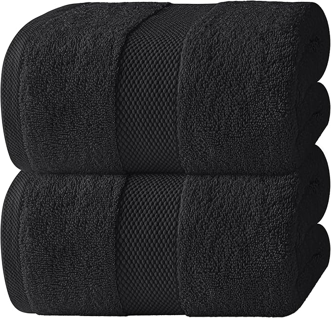 White Classic Luxury Soft Black Bath Sheet Towels - 650 GSM Cotton Luxury Bath Towels Extra Large 35x70 | Highly Absorbent and Quick Dry | Hotel Collection Extra Large Bath Towels Oversized, 2 Pack