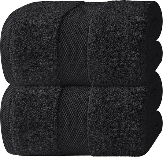 White Classic Luxury Soft Black Bath Sheet Towels - 650 GSM Cotton Luxury Bath Towels Extra Large 35x70 | Highly Absorbent and Quick Dry | Hotel Collection Extra Large Bath Towels Oversized, 2 Pack