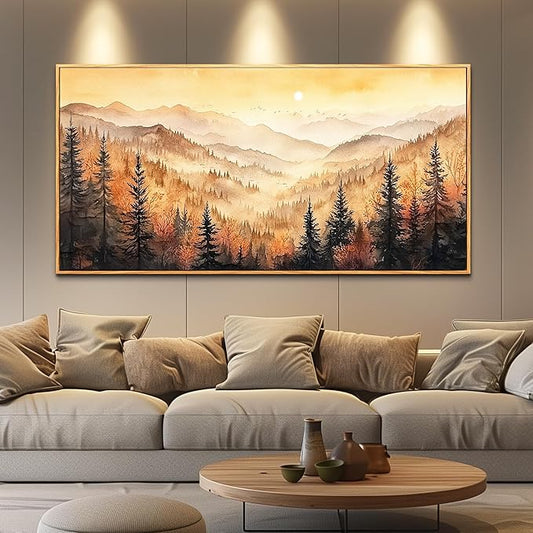 FUHAIHUA Wood Framed Canvas Wall Art For Living Room Wall Decor For Bedroom Office Wall Decoration Forest Landscape Paintings Farmhouse Pictures Artwork Room Aesthetic Home Decor 20x40 In