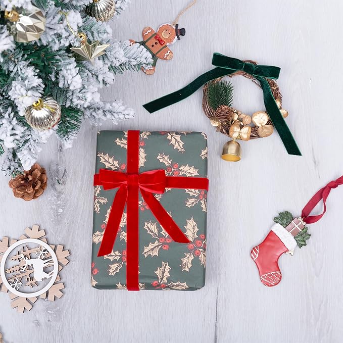 Vintage Hunter Green Velvet Ribbon, 5/8 Inch X 25Yd