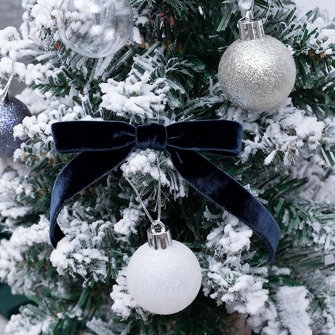 Vintage Navy Blue Velvet Ribbon Christmas Ribbon for Gift Wrapping Crafts Christmas Tree Ornaments Garland Decorations, 5/8 Inch X 25Yd