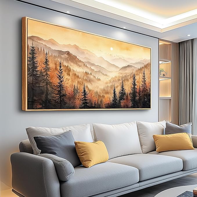 FUHAIHUA Wood Framed Canvas Wall Art For Living Room Large Wall Decor For Office Bedroom Decorations Forest Landscape Pictures Farmhouse Painting Artwork Room Wall Mural Aesthetic Home Decor 30x60 In