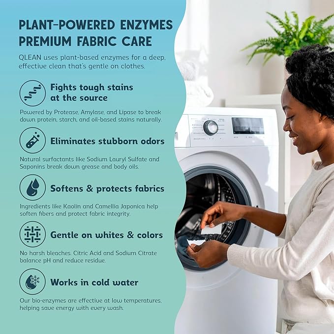 QLEAN Laundry Detergent Sheets (Travel Size 10 Loads) – Travel Laundry Detergent Sheets, Eco-Friendly Laundry Soap, HE & Standard Washer Safe, Stain Remover, Skin-Friendly - Sweet Summer Love