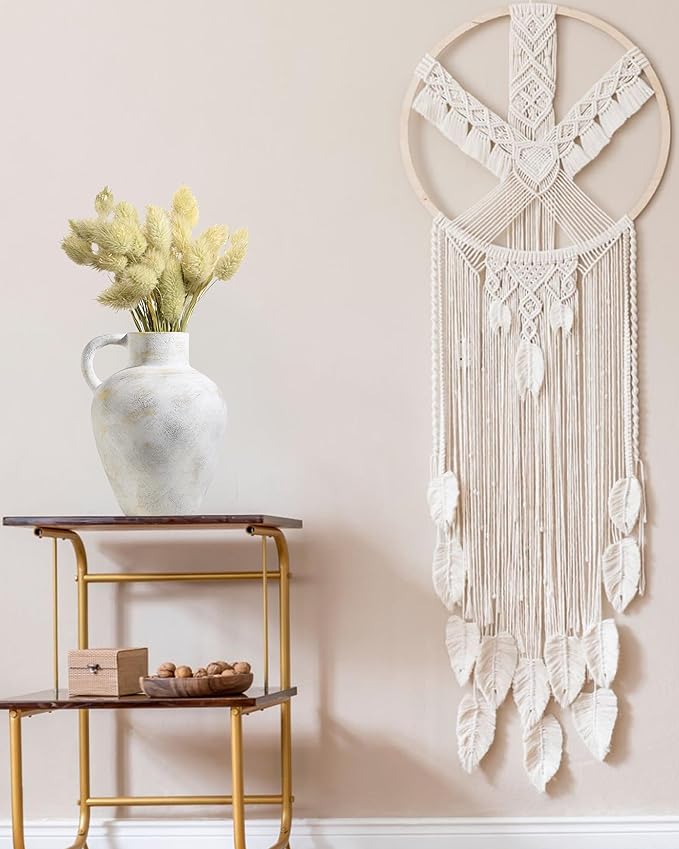 UPWOIGH Ceramic Flower Vase, 12 inch Tall Off-White Farmhouse Rustic Vase, Handcrafted Weathered Handle Pottery Vases, Large Flower Terracotta Vases for Home Decor, Living Room, Table, Shelf