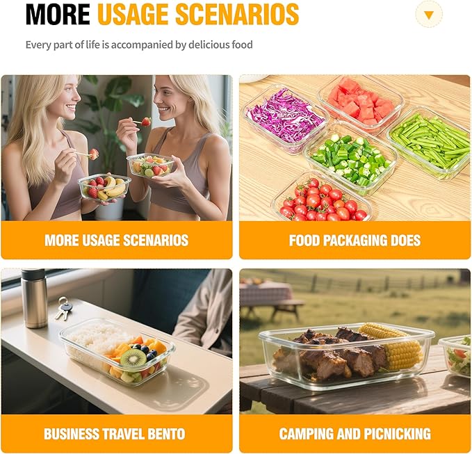 5 PACK 36 oz Glass Meal Prep Containers, Glass Food Containers with Snap-Lock Lids, Airtight Lunch Containers, Microwave, Oven, Refrigerator and Dishwasher Safe，Gray