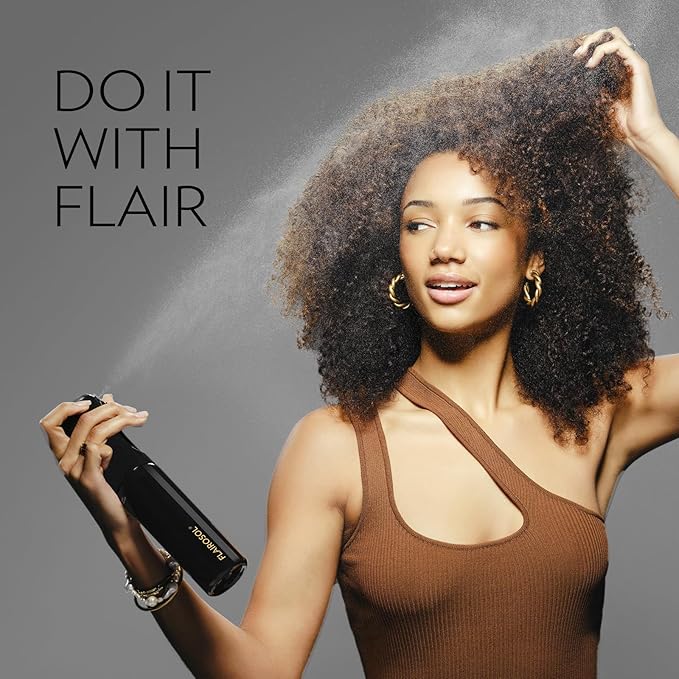 FLAIROSOL Spray Bottle for Hair, Continuous Spray Bottle with 0.3MM Ultra Fine Mist, Water Mister for Hairstyling, Cleaning, Plants, Pets, 10.1oz/300ml, Black Bottle, Gold Print