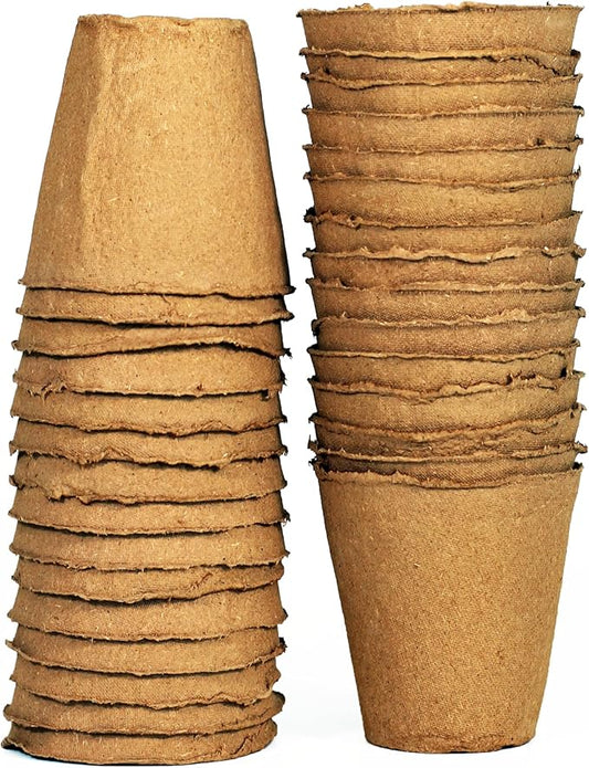 Daniel's Plants 4" Naked Pots | Large Natural Plantable Seed Starter Pots | OMRI-Listed Biodegradable for Seedlings | Enhanced Aeration | Earth Friendly - Peat Free | 30 Pack 4 Inch Round
