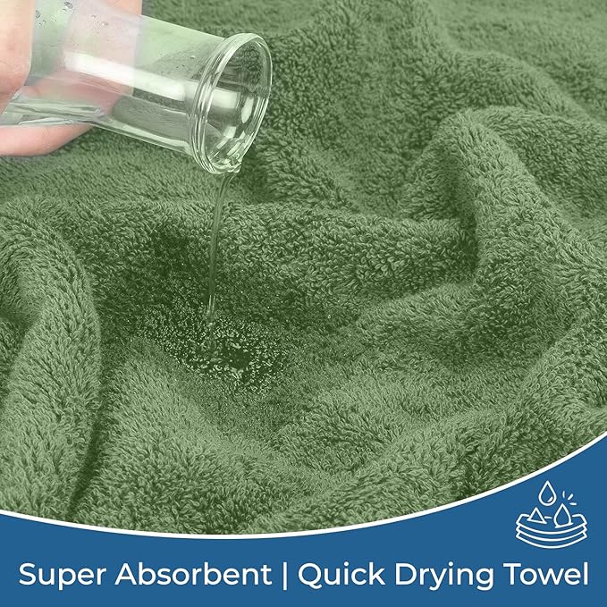 DAN RIVER 100% Ring Spun Cotton 3-Piece Towel Set, Sage-Green, Bath Towel, Hand Towel and Washcloths, 550 GSM - Soft, Absorbent Quick Dry Cotton Towels for Bathroom, Spa, and Gym