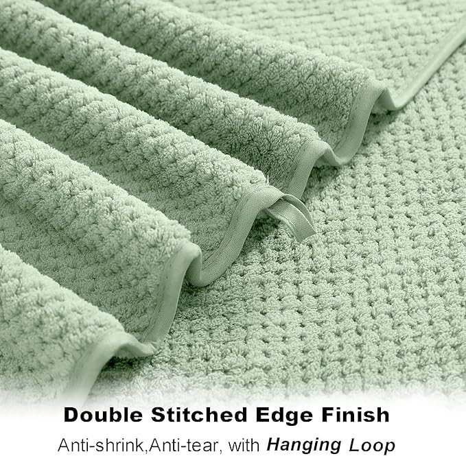2 Piece Hand Towels Set,100% Microfiber - Quick Dry, Thick, Soft, Plush and Highly Absorbent Luxury Hotel & Spa Bath Towel for Bathroom, Pack of 2 (Green)