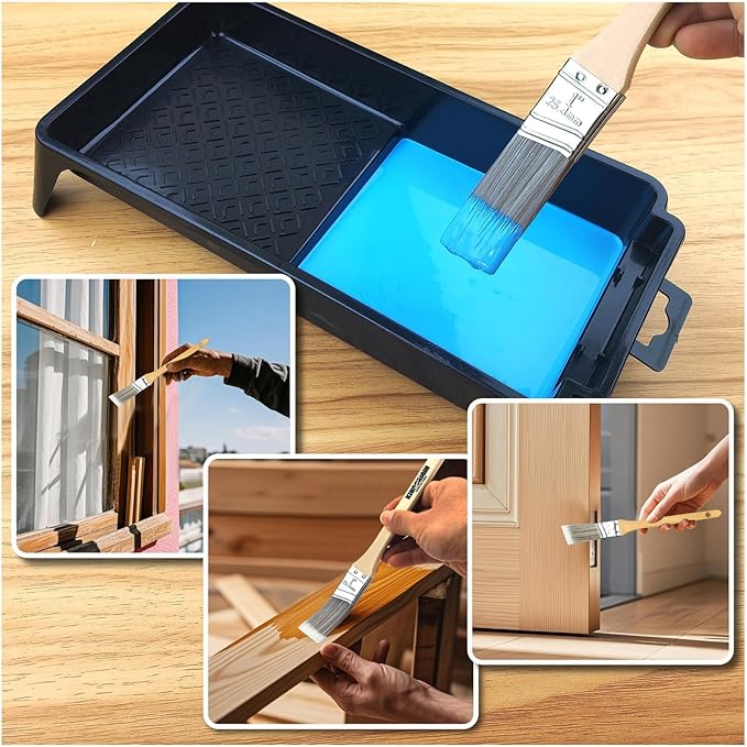 King Origin 1 Inch Angled Paint Brushes - 12 Pcs, Small Paint Brush Set with Ultra-Dense Soft Bristles for Trim & Detail Work - Edge Painting Tool