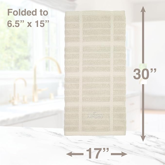 All-Clad Solid Kitchen Towel: Highly Absorbent, Super Soft Long Lasting - 100% Cotton, 17"x30" Tea Towel for Cleaning & Drying Dishes, Pans, Glassware, or Countertops, (1-Pack), Almond