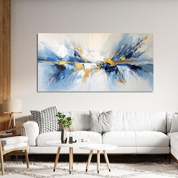 YISXINOAG Modern Canvas Art Wall Decor Abstract Wall Decor Canvas Wall Art for Bedroom Modern Home Decorations Gold and Blue Abstract Art for Dining Room Home Artwork Prints Size 20"X40"
