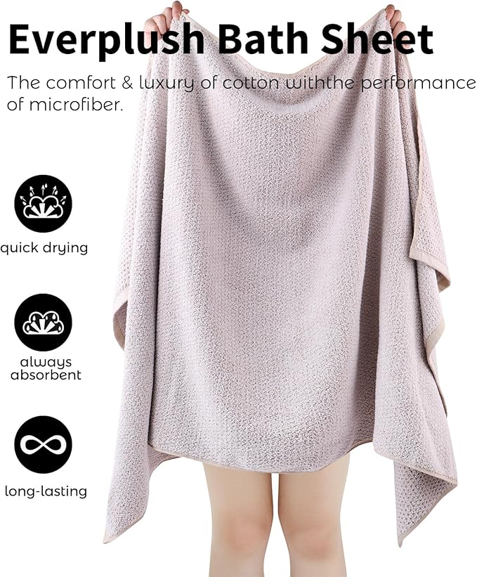 Everplush Diamond Collection Oversized Bath Towel – 1 Pieces, Super Soft & Highly Absorbent, Quick-Drying, Extra Large & Thick. Perfect for Bathroom, Pool, Swimming Use (Brown, 30" x 56" 1PK)