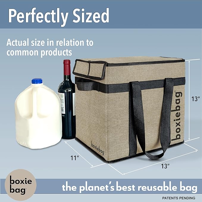 Reusable Grocery Bags (3-Pack) – Durable Reusable Shopping Bags Boxes. Insulate, Stand Up, Stay Open, Fold Flat – Large Tote Bag with Long Handles & Reinforced Bottom. 2 Year Warranty.