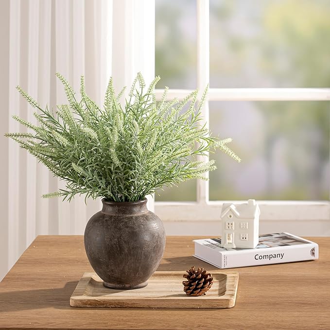 Ceramic Flower Vase, 6 Inch Small Rustic Farmhouse Vase Decorative Vase Short Pottery Vases for Home Decor Table Living Room Entryway Mantel Bookshelf Bedroom Bathroom Kitchen - Brown