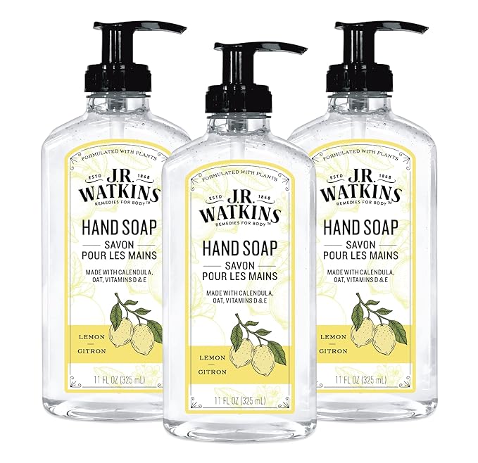 J.R. Watkins Gel Hand Soap, 3 Pack of 11 Fl Oz, Lemon