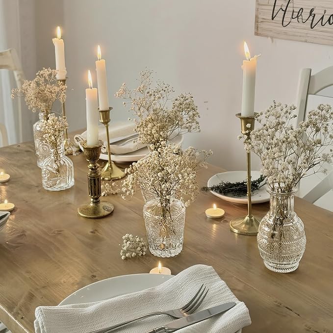 Glass Bud Vase Set of 16 Pcs Small Minimalist Vases for Flowers, Vintage Rustic Home Decor for Table Centerpiece Wedding Party, Modern Clear Aromatherapy Bottle for Living Room Bedroom