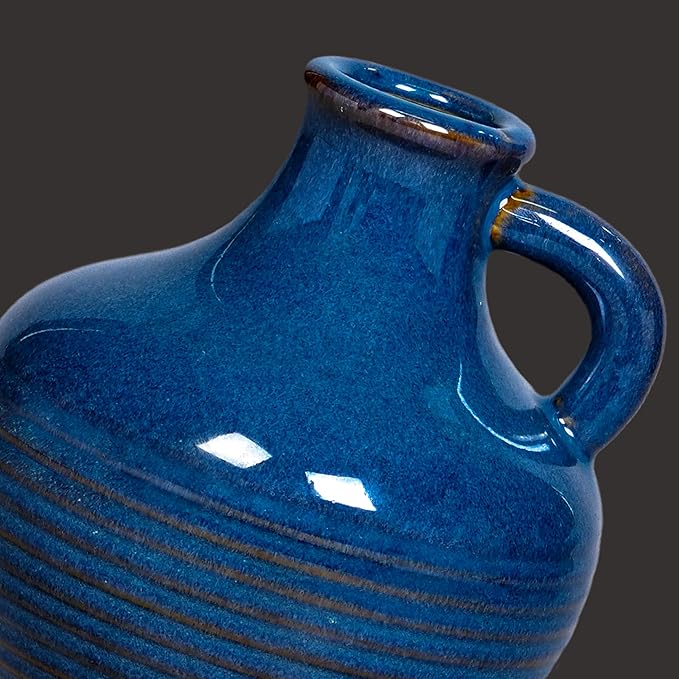 Sunddo Blue Ceramic Flower Vase, 6 Inch Small Modern Vase, Decorative Vases for Home Decor, Farmhouse Decor, Centerpieces, Entryway Living Room Dining Table Kitchen Decor