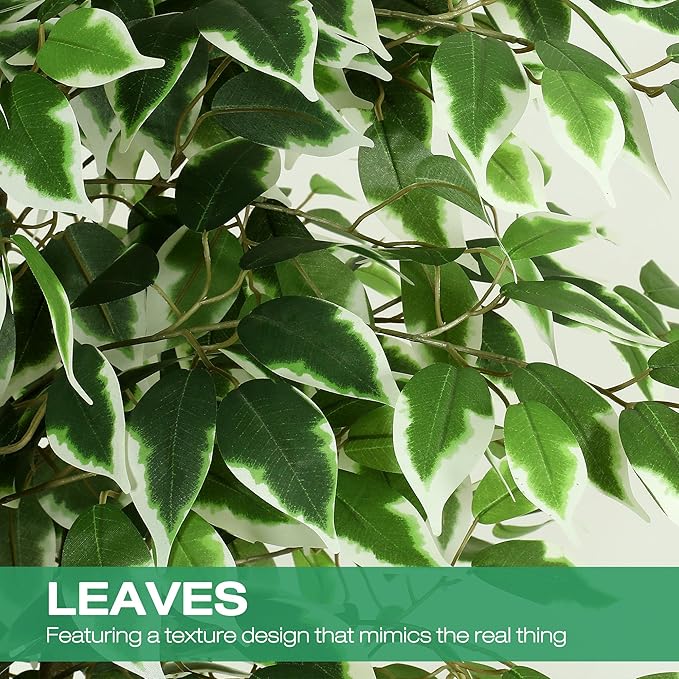 Faux Fiddle Leaf Fig Tree, 6ft Faux Plant Fake Ficus Silk Trees with White Planter, Artificial Fig Trees Floor Plants for House Office Living Room Indoor Home Decor (ficus Tree)