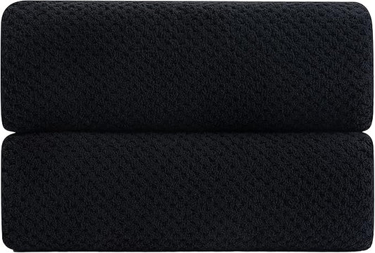 2 Piece Hand Towels Set,100% Microfiber - Quick Dry, Thick, Soft, Plush and Highly Absorbent Luxury Hotel & Spa Bath Towel for Bathroom, Pack of 2 (Black)